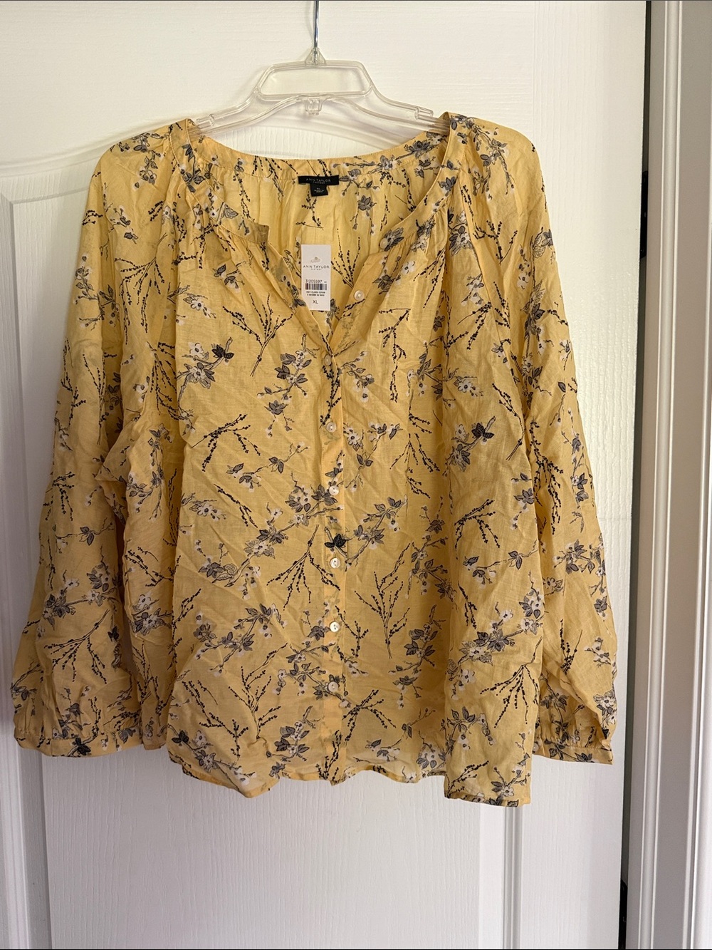 Ann Taylor Factory Yellow Floral Button-Down Blouse